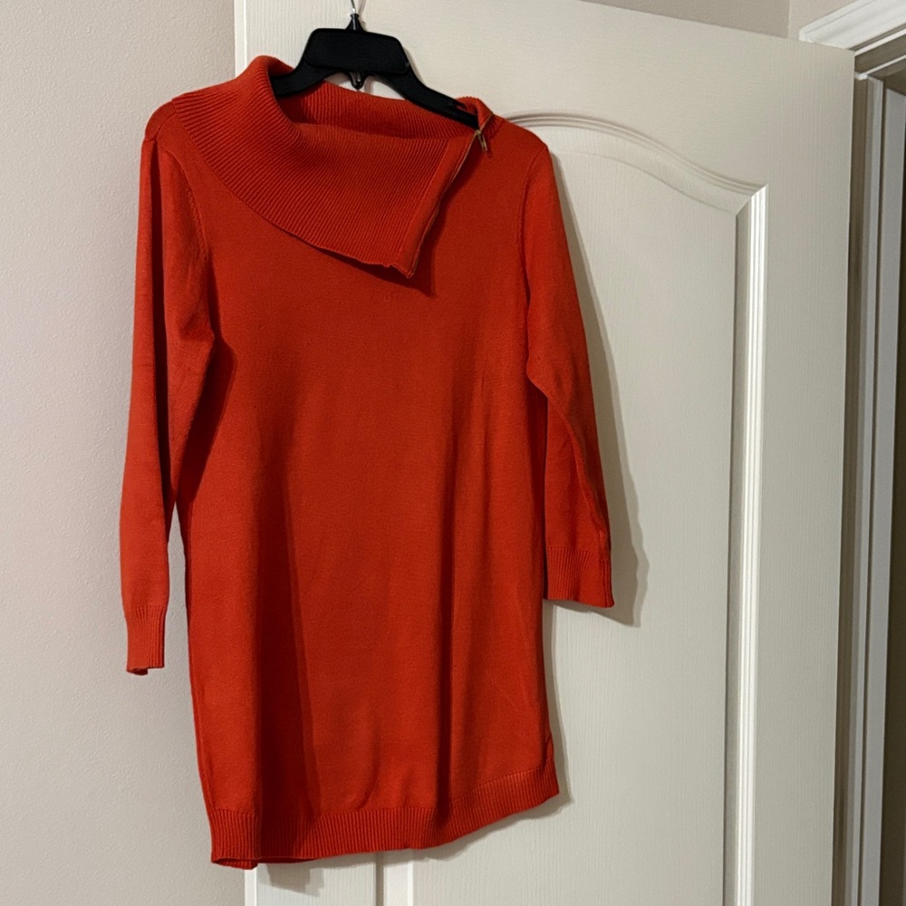 Carolyn Taylor Women's Cowl Neck Sweater in Vibrant Orange